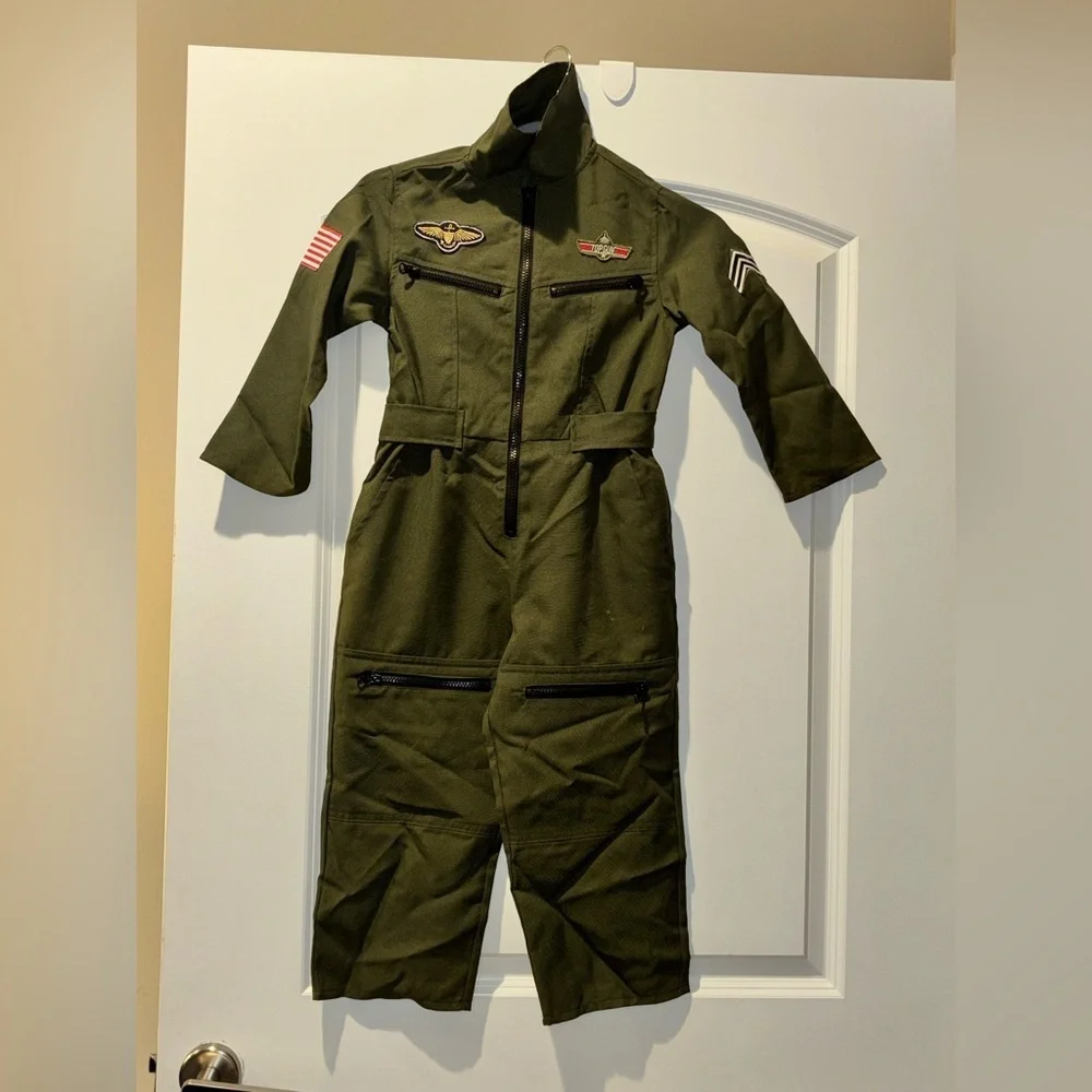 Top Gun Kids Green Flight Suit Costume
